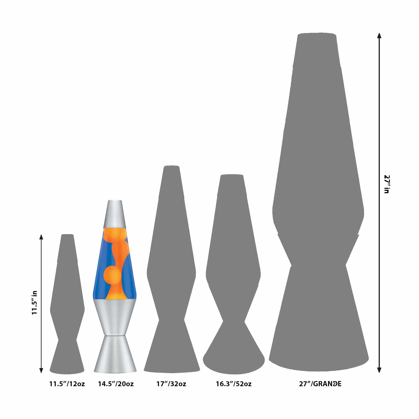 14.5" LAVA LAMP - ORANGE/BLUE/SILVER - WR32