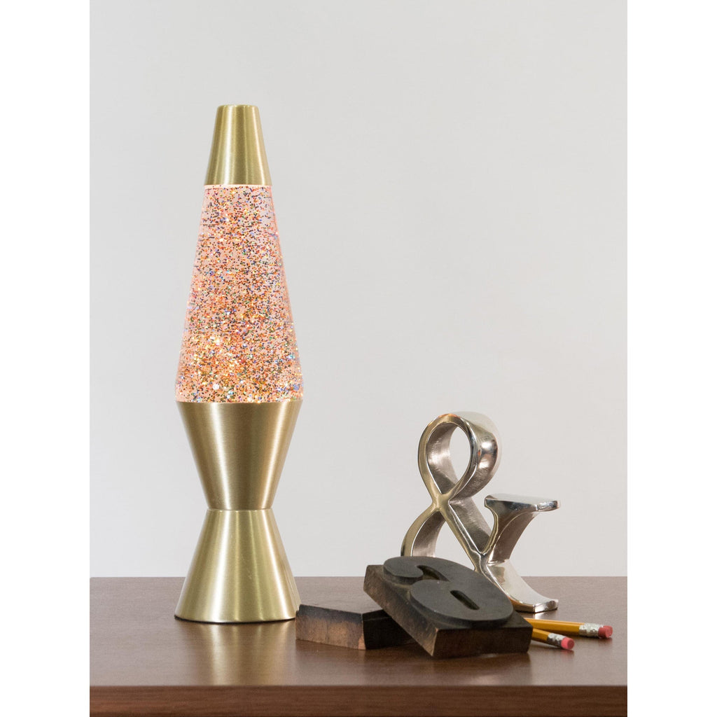 14.5" LAVA LAMP RAINBOW GLITTER - CLEAR/GOLD - 68AX
