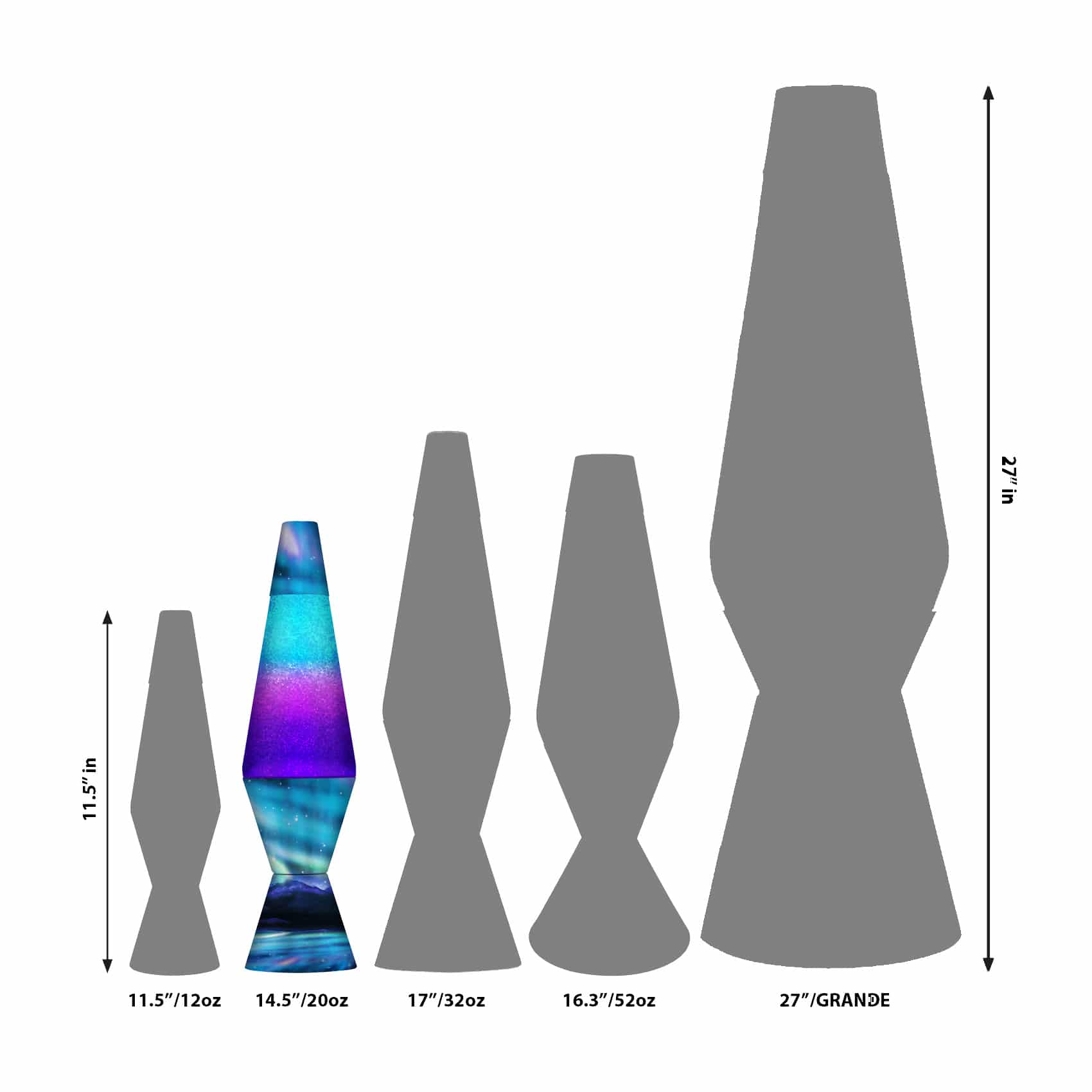 14.5" LAVA LAMP COLORMAX NORTHERN LIGHTS - GLITTER - 17LH