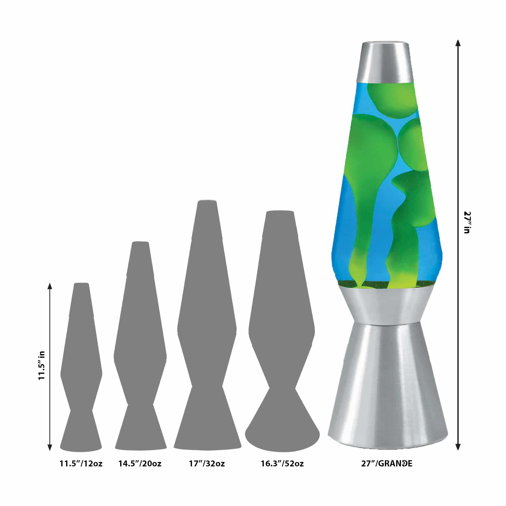 27" LAVA LAMP GRANDE - YELLOW/BLUE/SILVER - B9WS