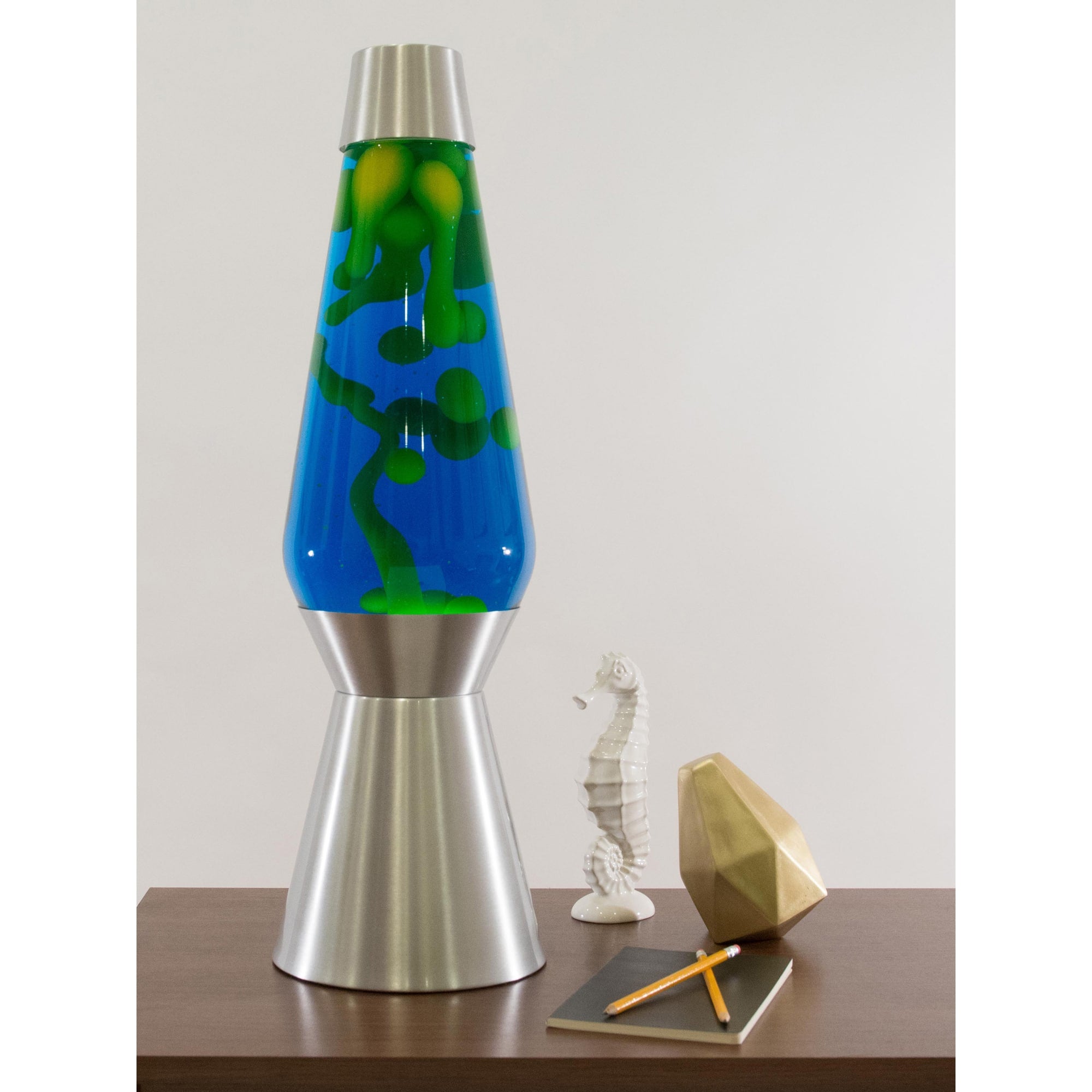 27" LAVA LAMP GRANDE - YELLOW/BLUE/SILVER - B9WS