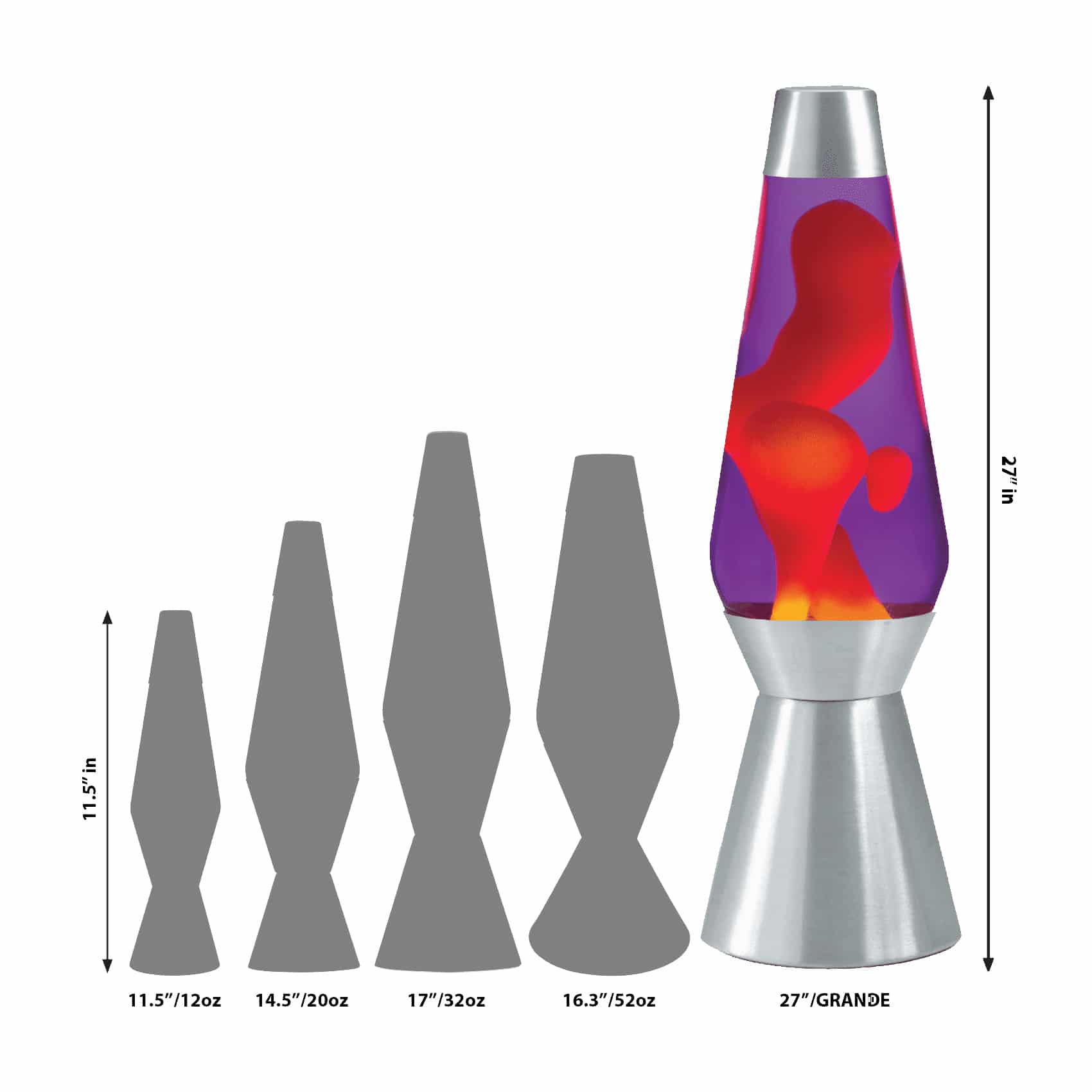 27" LAVA LAMP GRANDE - YELLOW/PURPLE/SILVER - K0LE